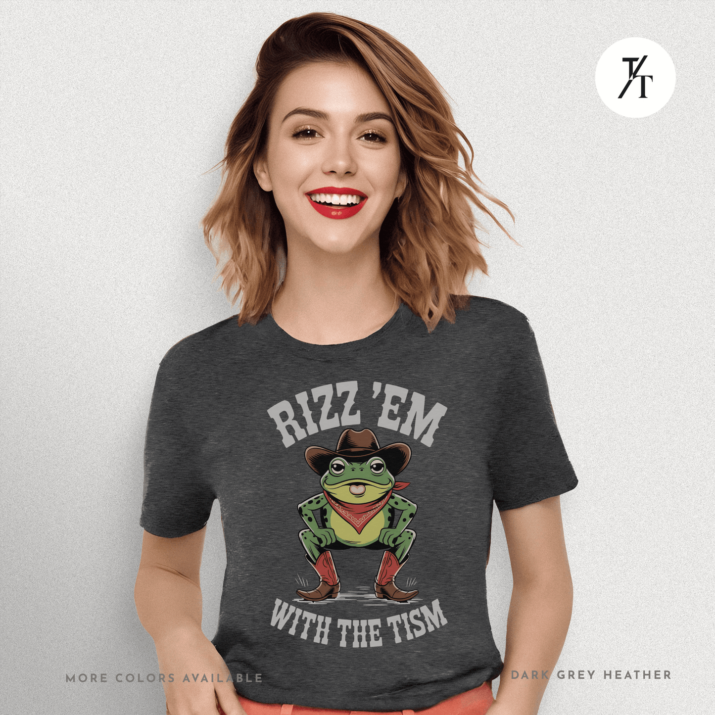 Rizz ’Em With the Tism T-Shirt – Cowboy Frog Neurodivergent Meme Tee