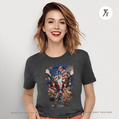 Funny Ultra Patriotic USA Freedom Bald Eagle, a Hilarious 4th of July Satire Joke Graphic Tee