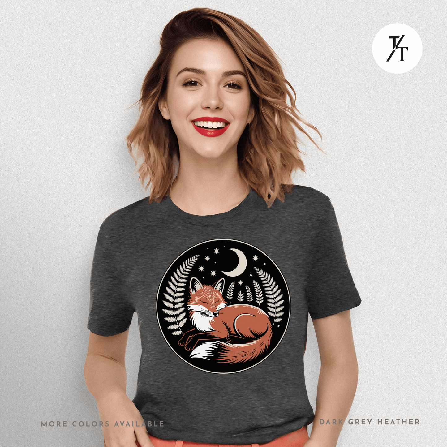 Sleepy Fox Tee – Cozy Woodland Animal Shirt with Nighttime Vibes