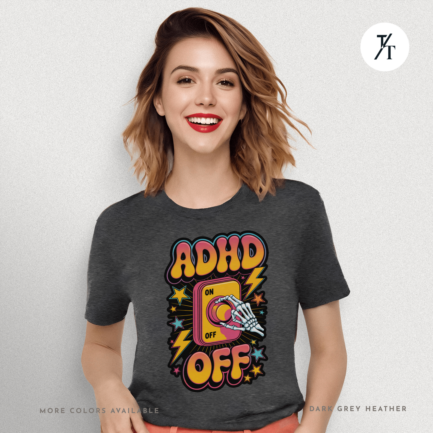 ADHD Off Shirt | Funny Skeleton Focus Switch Tee,  Humorous Skeleton Art t-shirt