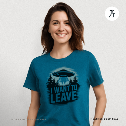 I Want To Leave UFO Tee – Funny Alien Abduction Graphic Shirt