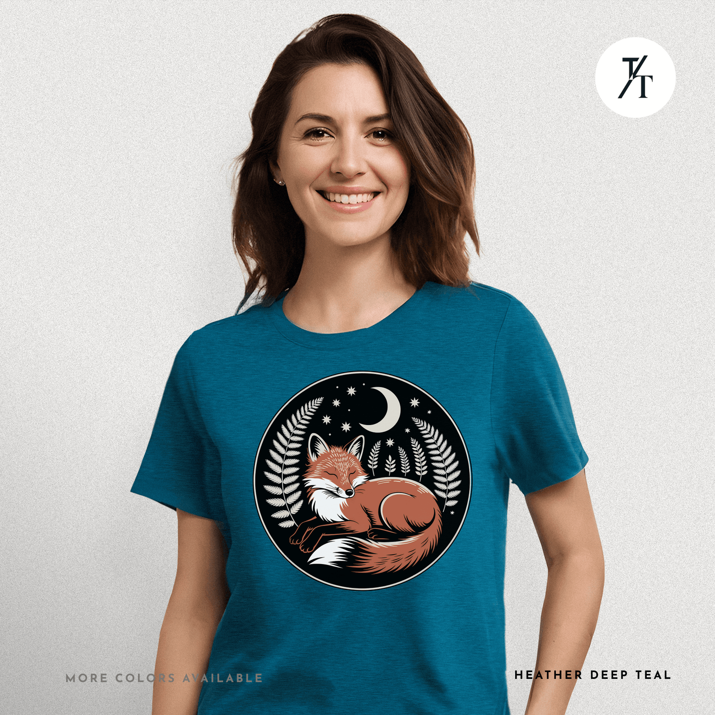 Sleepy Fox Tee – Cozy Woodland Animal Shirt with Nighttime Vibes