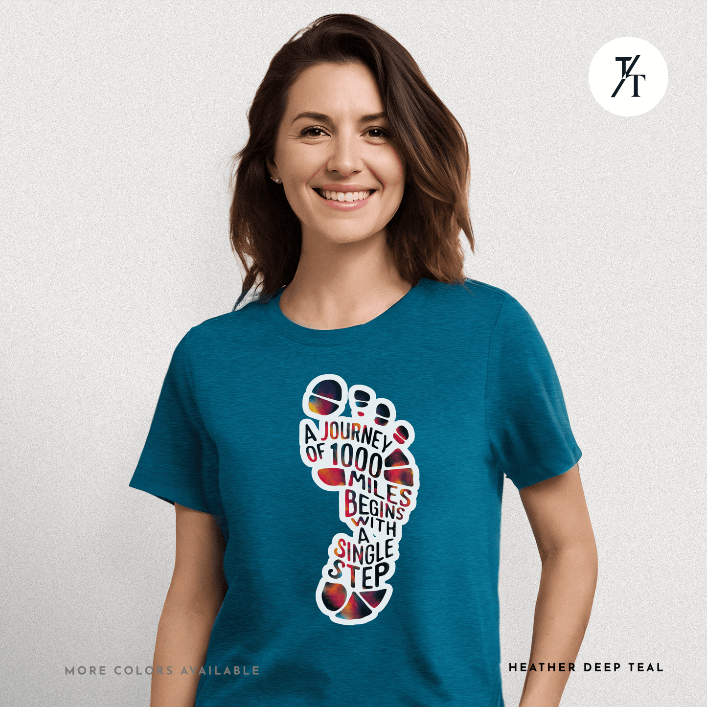 "A Journey of 1000 Miles Begins With a Single Step" Inspirational Graphic T-shirt