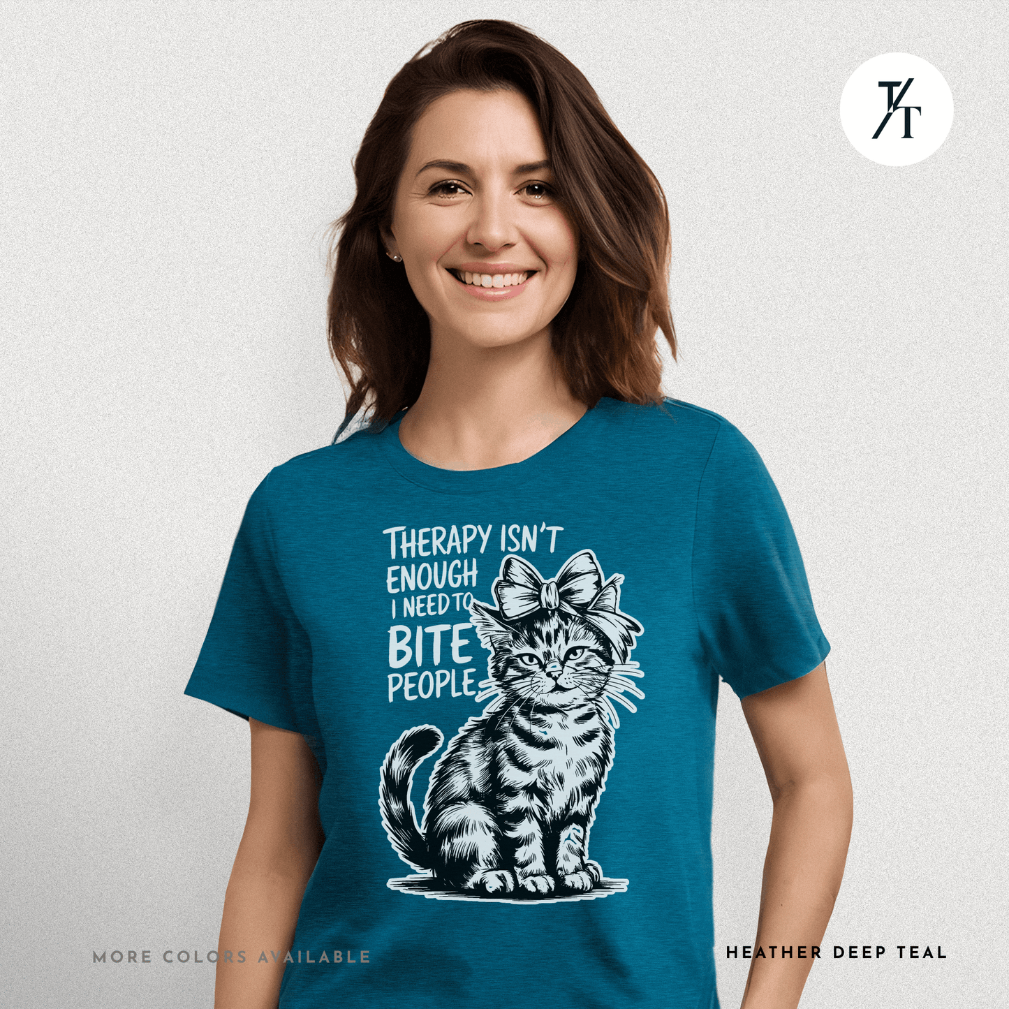 Therapy Cat Tee – I Go to Therapy but I Also Bite Shirt
