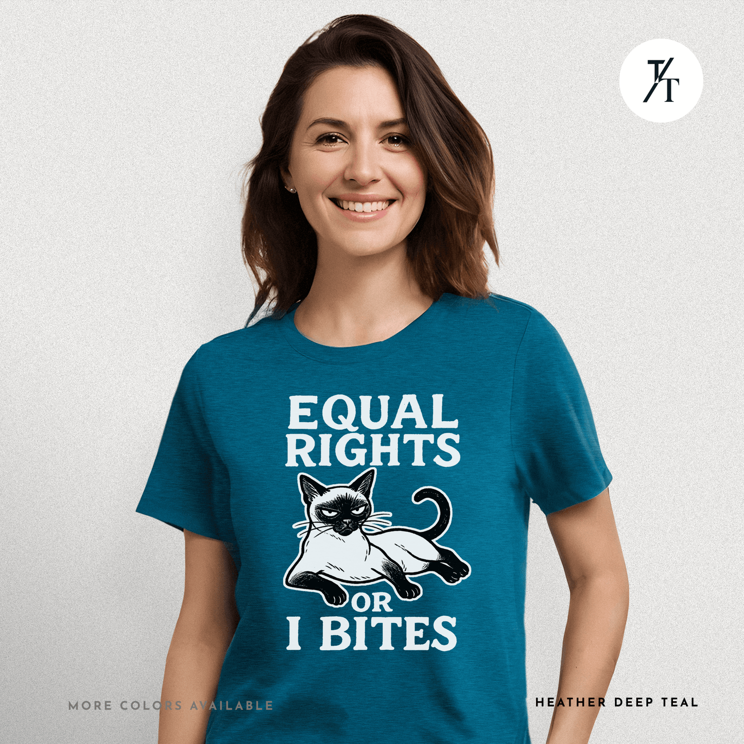 Funny Cat "Equal Rights or I Bites" Feminist Political T-Shirt
