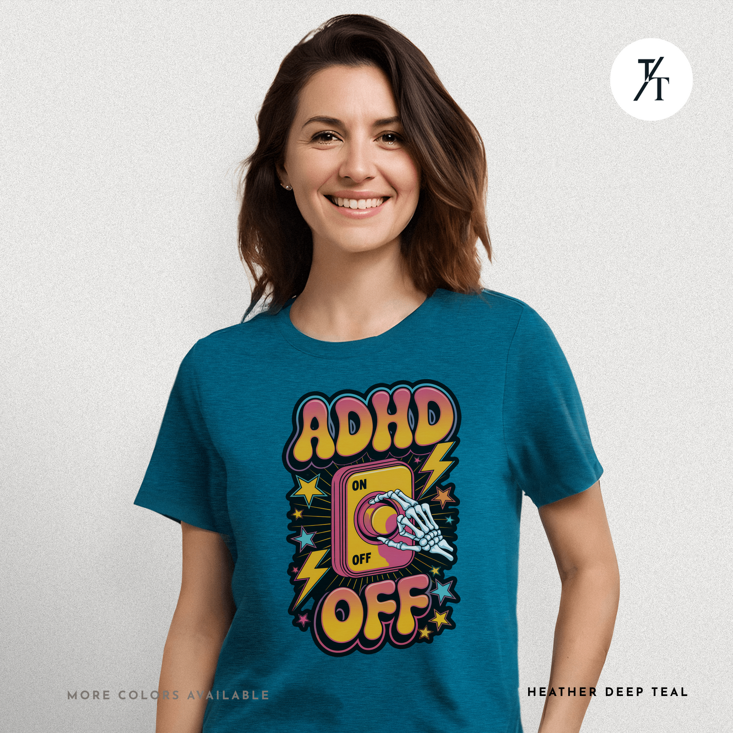 ADHD Off Shirt | Funny Skeleton Focus Switch Tee,  Humorous Skeleton Art t-shirt