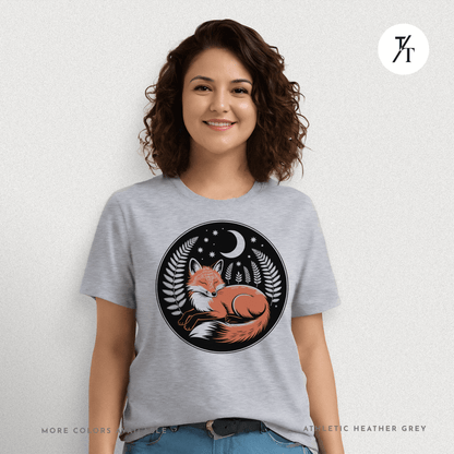 Sleepy Fox Tee – Cozy Woodland Animal Shirt with Nighttime Vibes