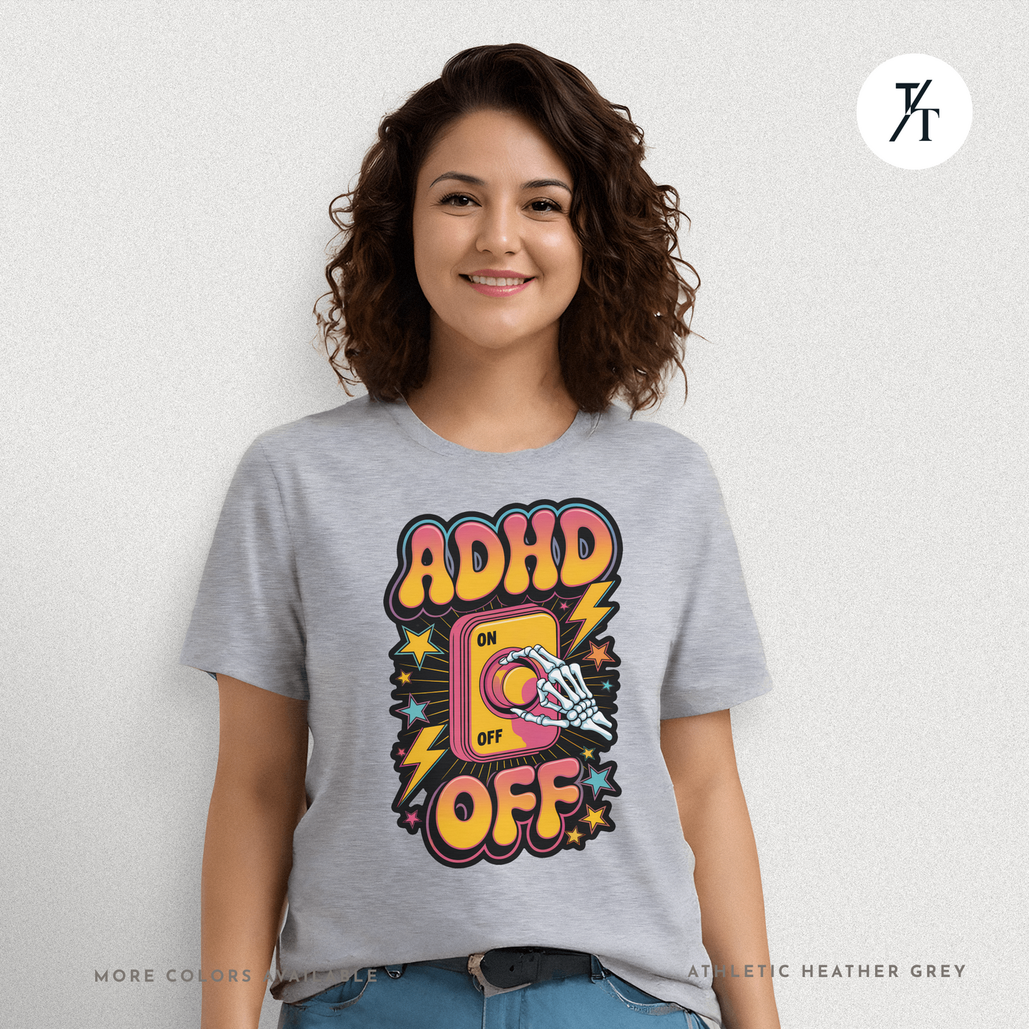 ADHD Off Shirt | Funny Skeleton Focus Switch Tee,  Humorous Skeleton Art t-shirt