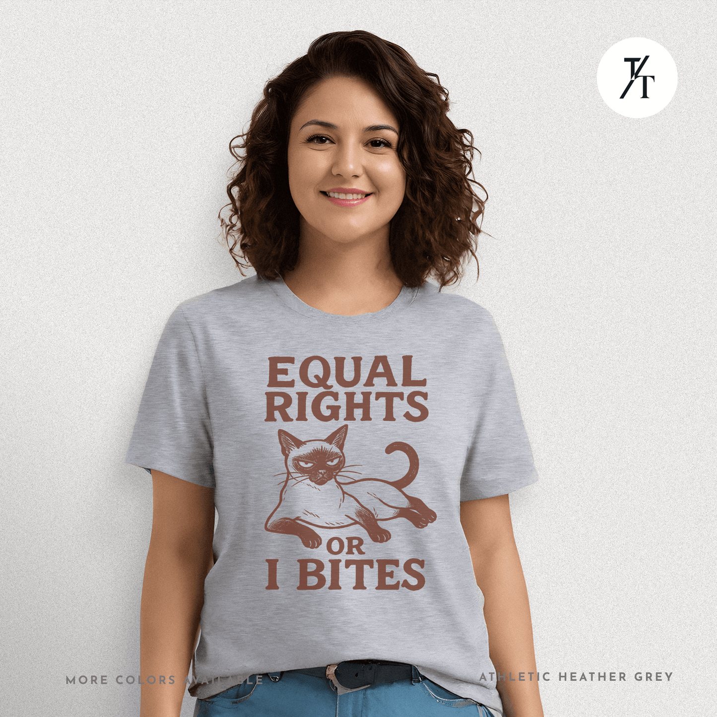 Funny Cat "Equal Rights or I Bites" Feminist Political T-Shirt