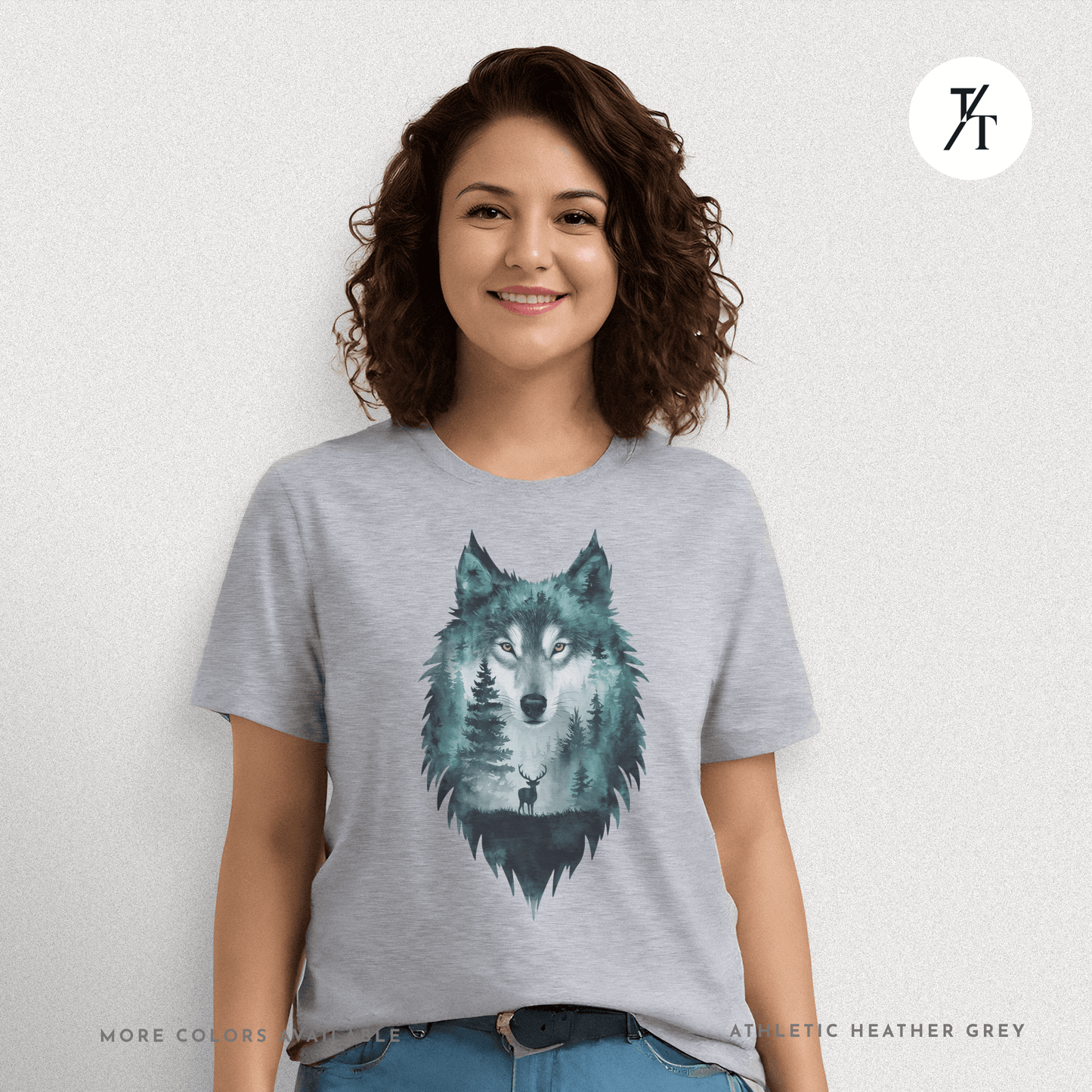 Alpha Forest Wolf Tee – Wildlife Double Exposure Graphic Shirt