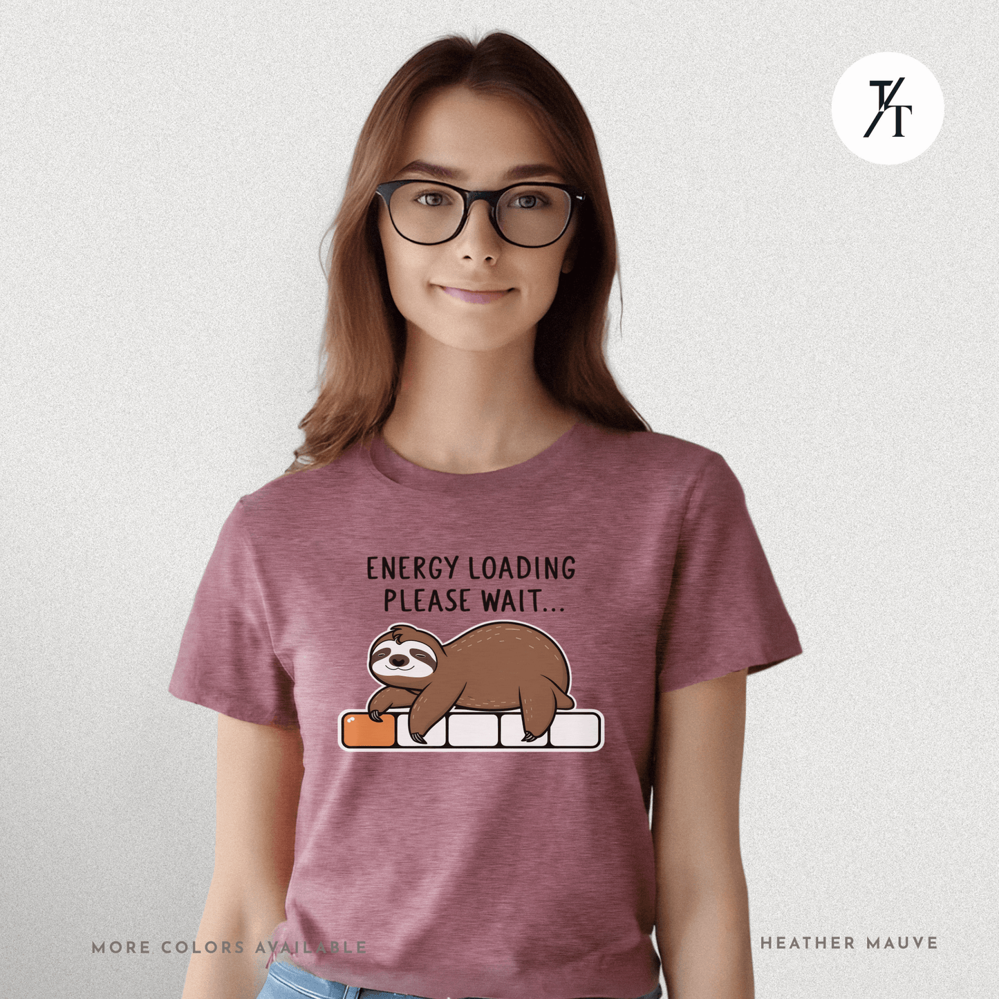 Funny Sloth 'Energy Loading' Graphic Tee