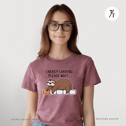 Funny Sloth 'Energy Loading' Graphic Tee