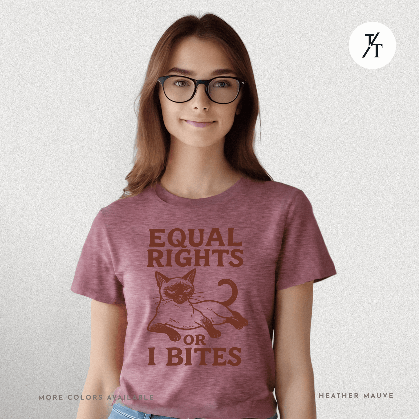 Funny Cat "Equal Rights or I Bites" Feminist Political T-Shirt