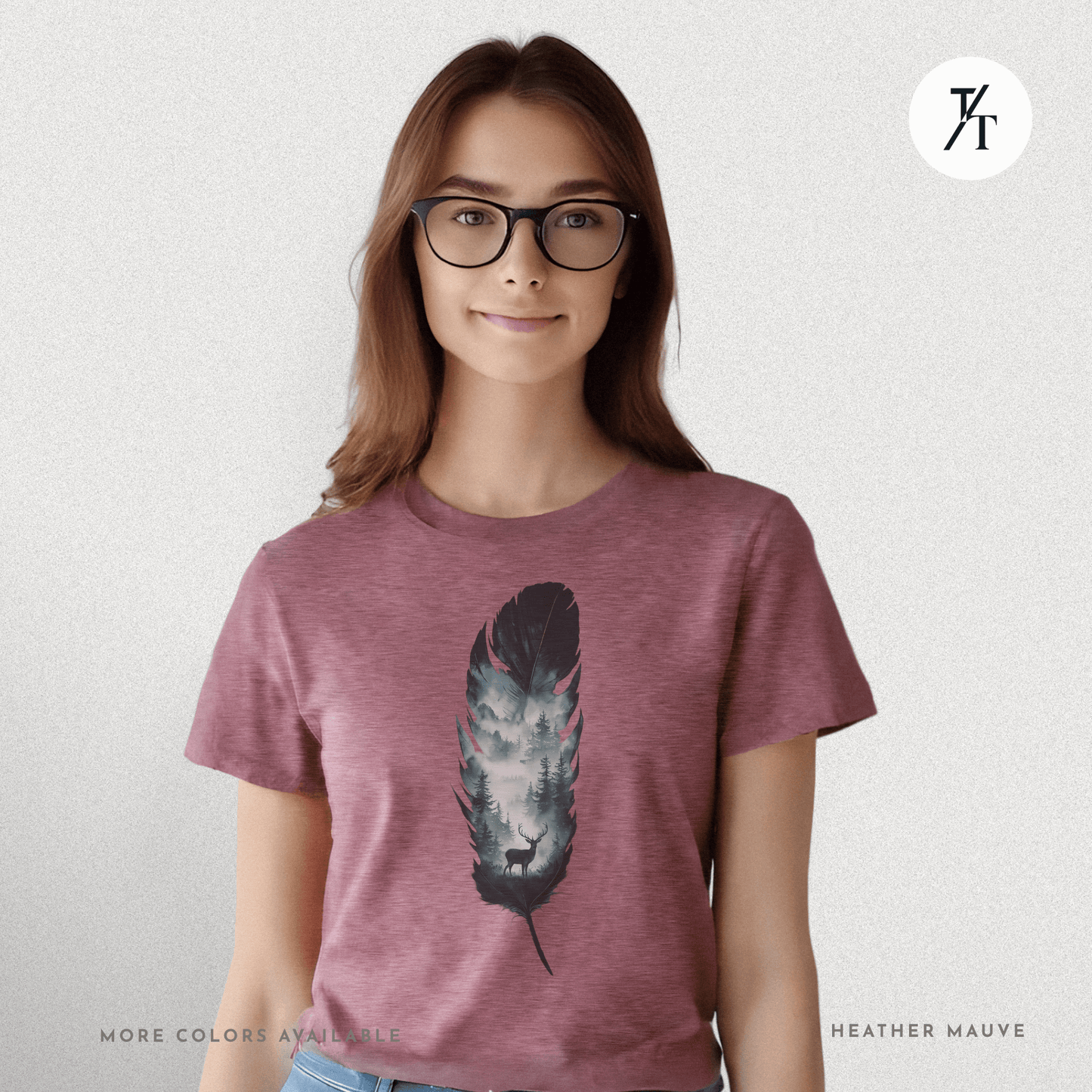Nature, Feather, Deer Shirt, Nature Shirt, Outdoor - T-Shirt