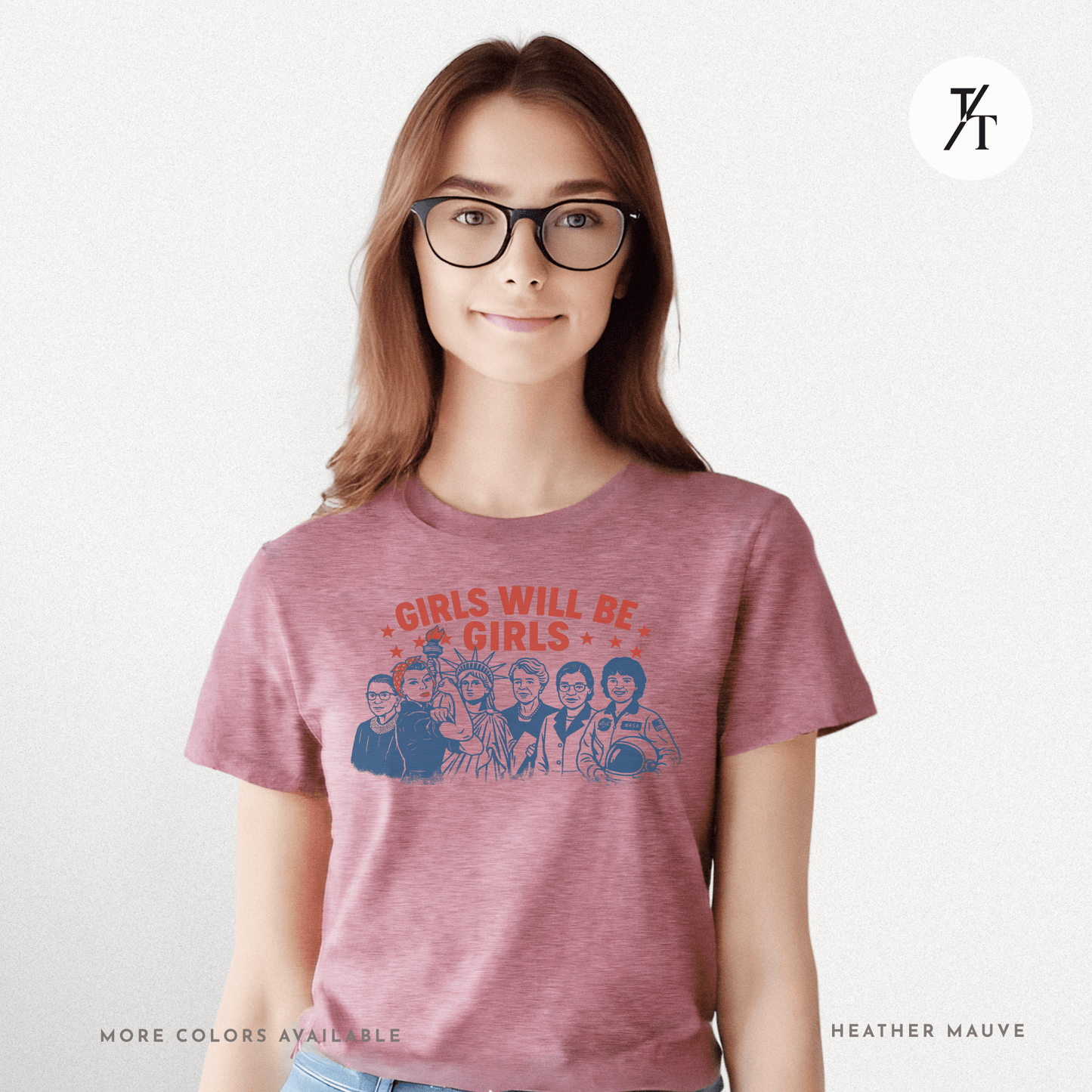 Girls Will Be Girls summer patriotic graphic tee – empowering retro feminist shirt 👊 for the 4th of July