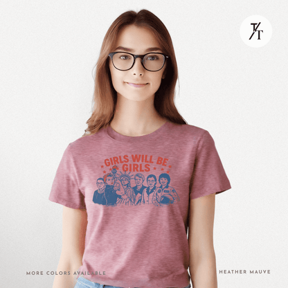 Girls Will Be Girls summer patriotic graphic tee – empowering retro feminist shirt 👊 for the 4th of July