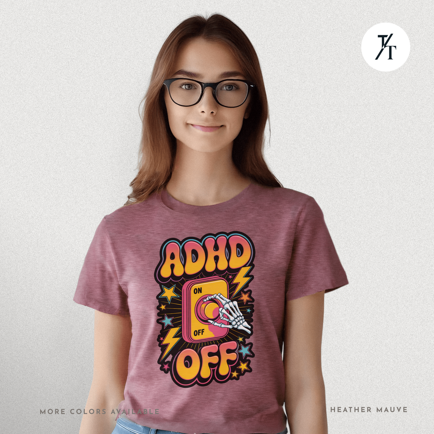 ADHD Off Shirt | Funny Skeleton Focus Switch Tee,  Humorous Skeleton Art t-shirt