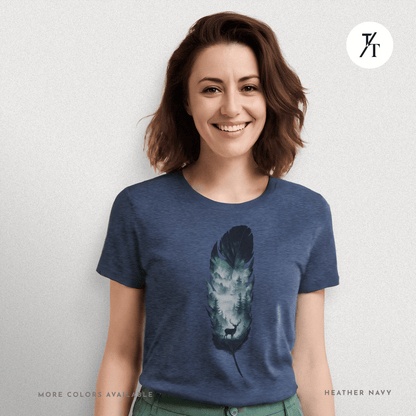 Nature, Feather, Deer Shirt, Nature Shirt, Outdoor - T-Shirt