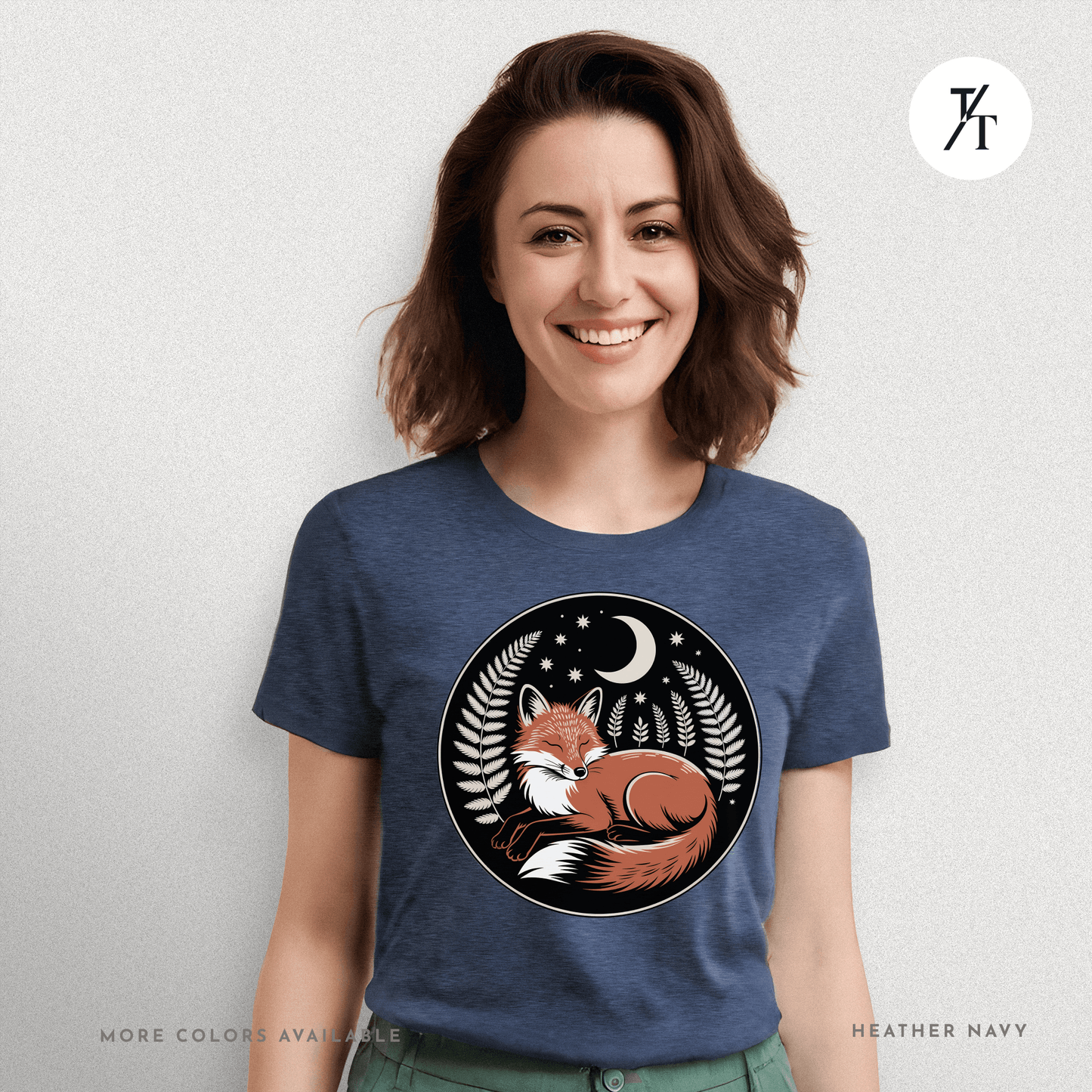 Sleepy Fox Tee – Cozy Woodland Animal Shirt with Nighttime Vibes