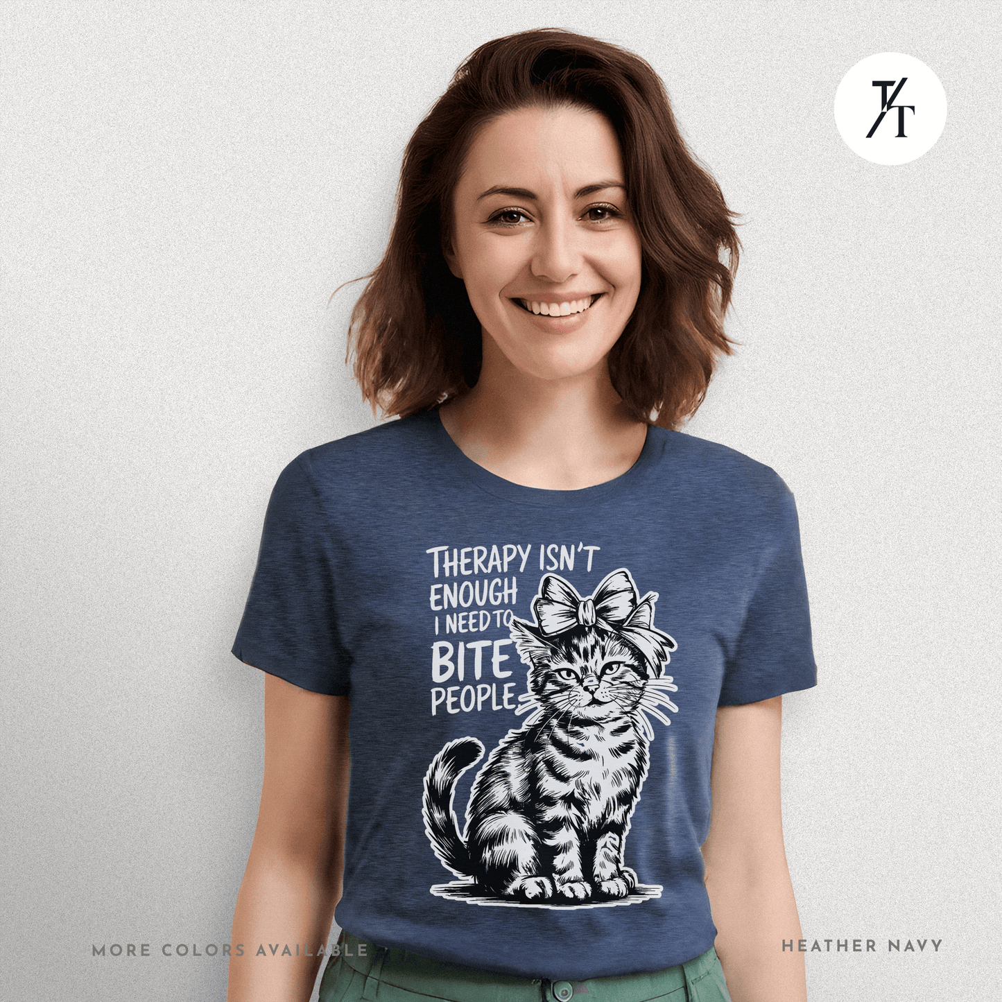 Therapy Cat Tee – I Go to Therapy but I Also Bite Shirt