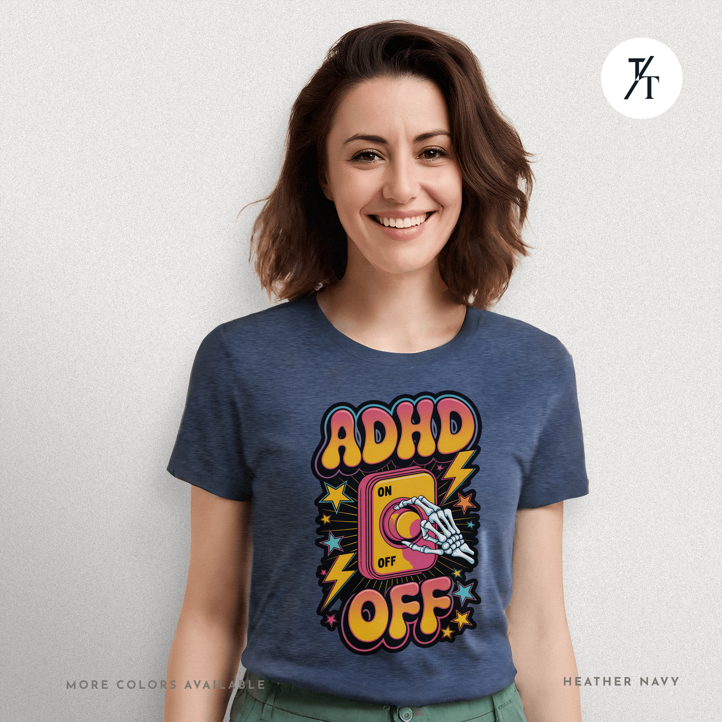 ADHD Off Shirt | Funny Skeleton Focus Switch Tee,  Humorous Skeleton Art t-shirt