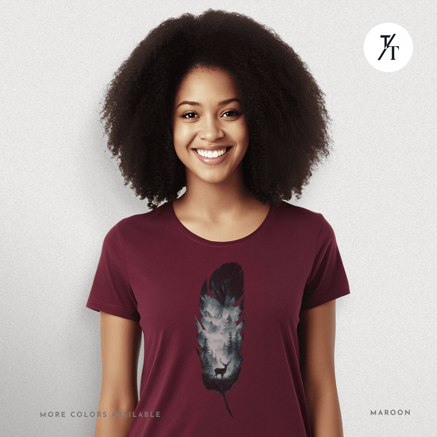 Nature, Feather, Deer Shirt, Nature Shirt, Outdoor - T-Shirt