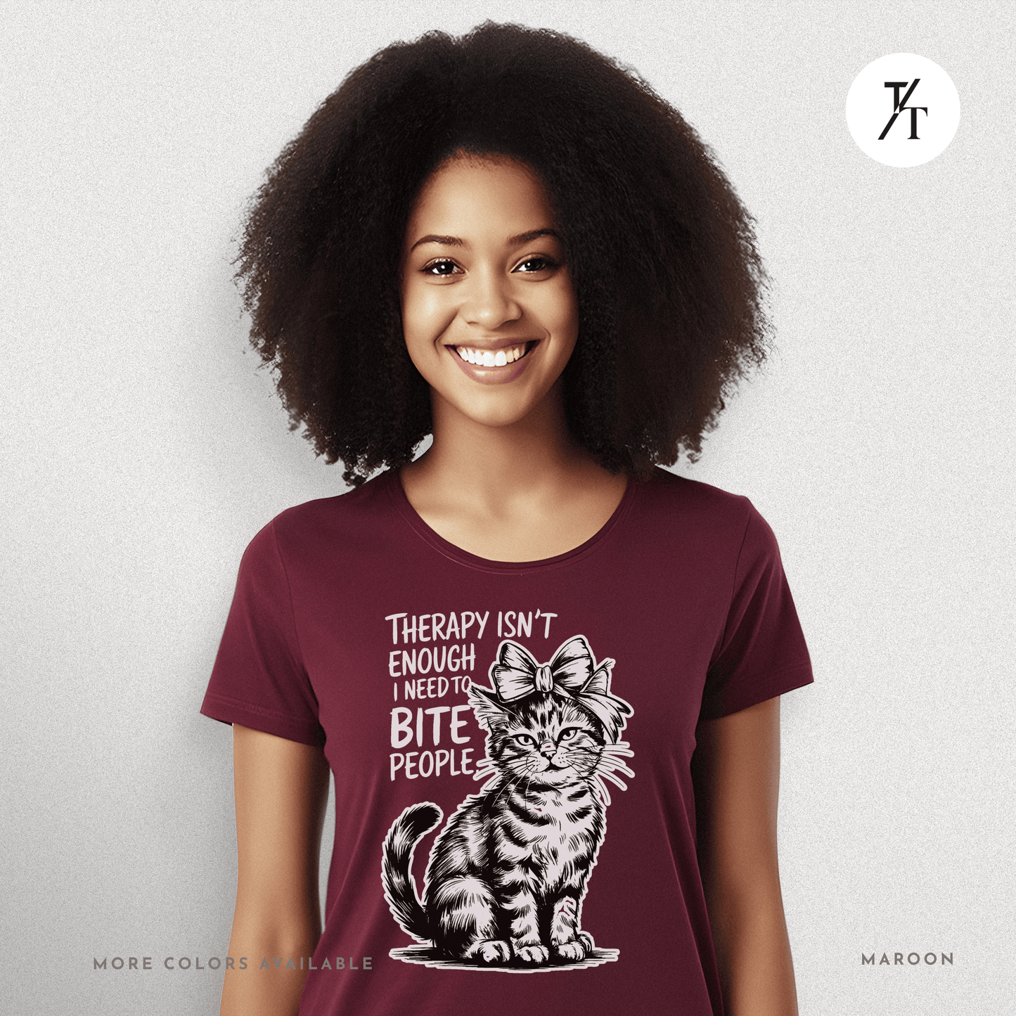 Therapy Cat Tee – I Go to Therapy but I Also Bite Shirt