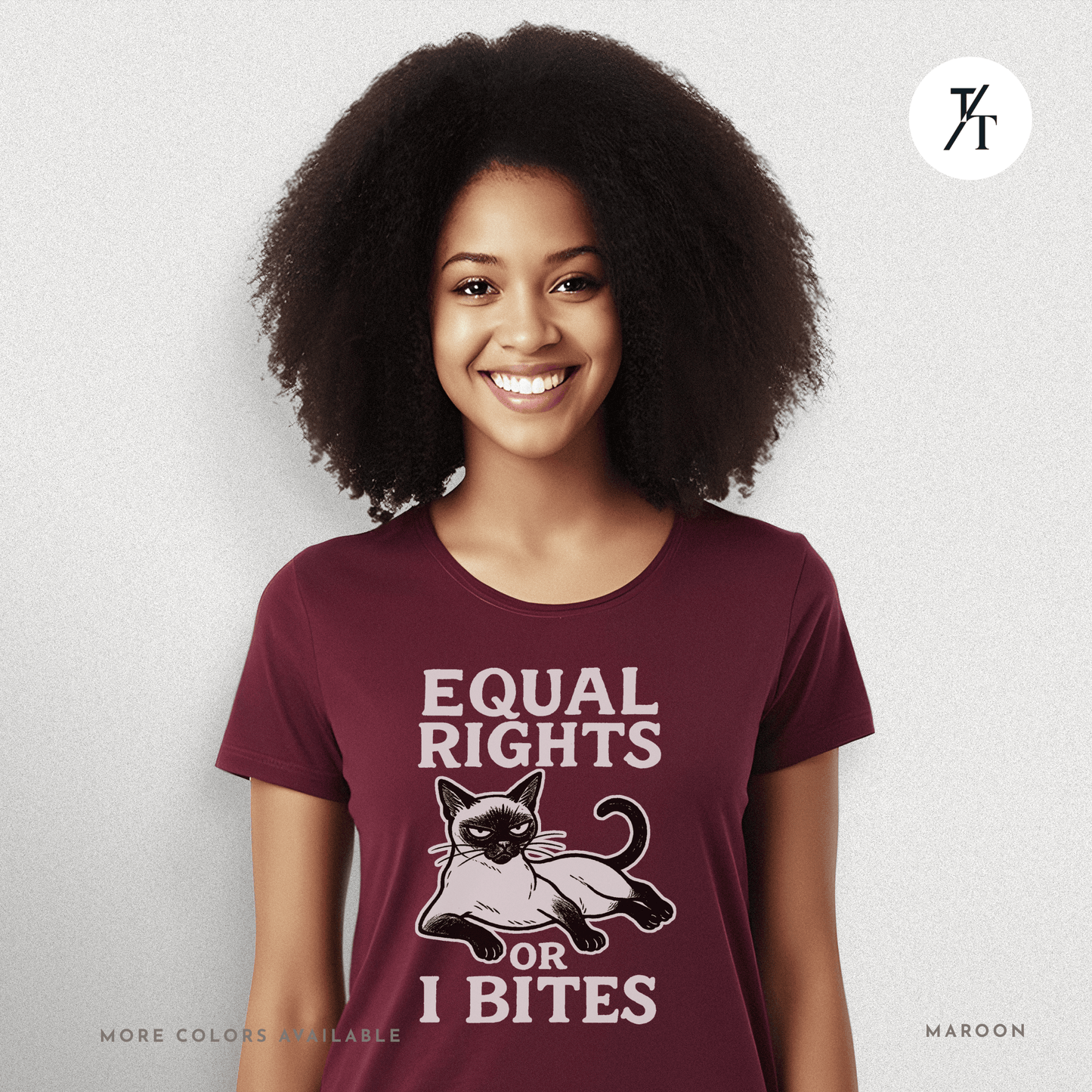 Funny Cat "Equal Rights or I Bites" Feminist Political T-Shirt