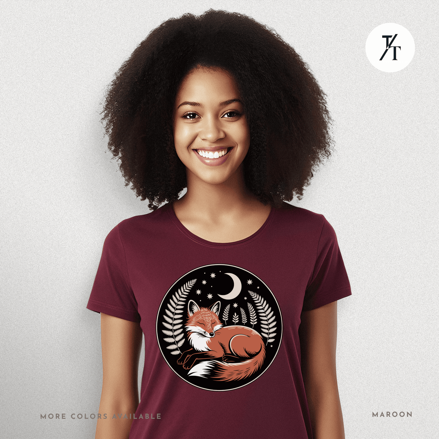 Sleepy Fox Tee – Cozy Woodland Animal Shirt with Nighttime Vibes