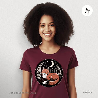 Sleepy Fox Tee – Cozy Woodland Animal Shirt with Nighttime Vibes