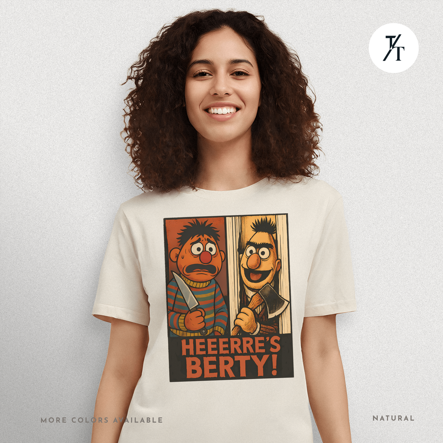 Heeere’s Berty! Tee – Horror Parody Sesame Mashup Shirt