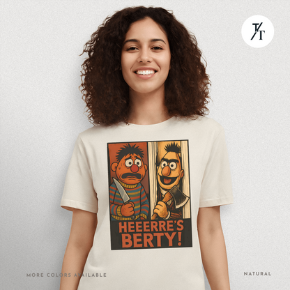 Heeere’s Berty! Tee – Horror Parody Sesame Mashup Shirt