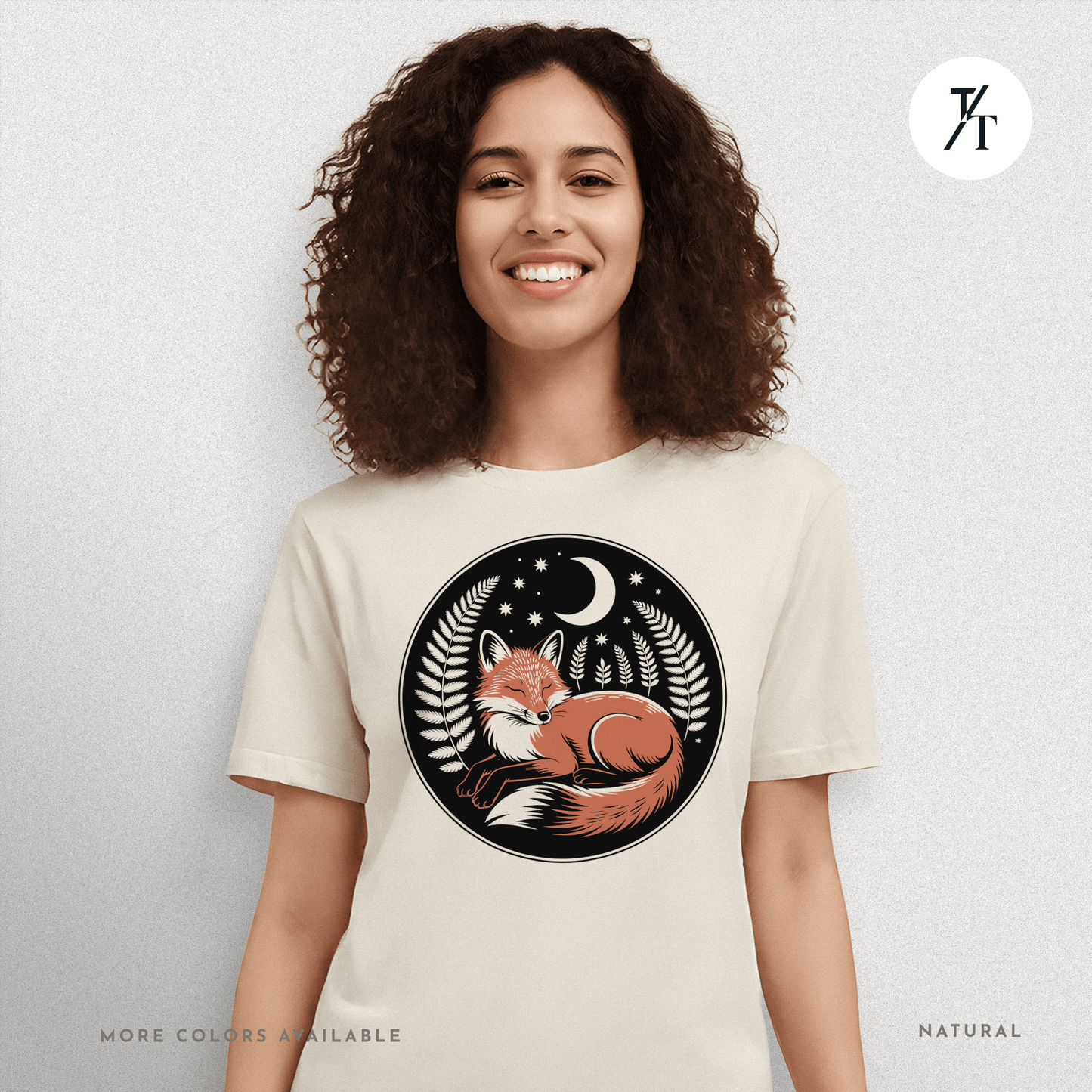 Sleepy Fox Tee – Cozy Woodland Animal Shirt with Nighttime Vibes