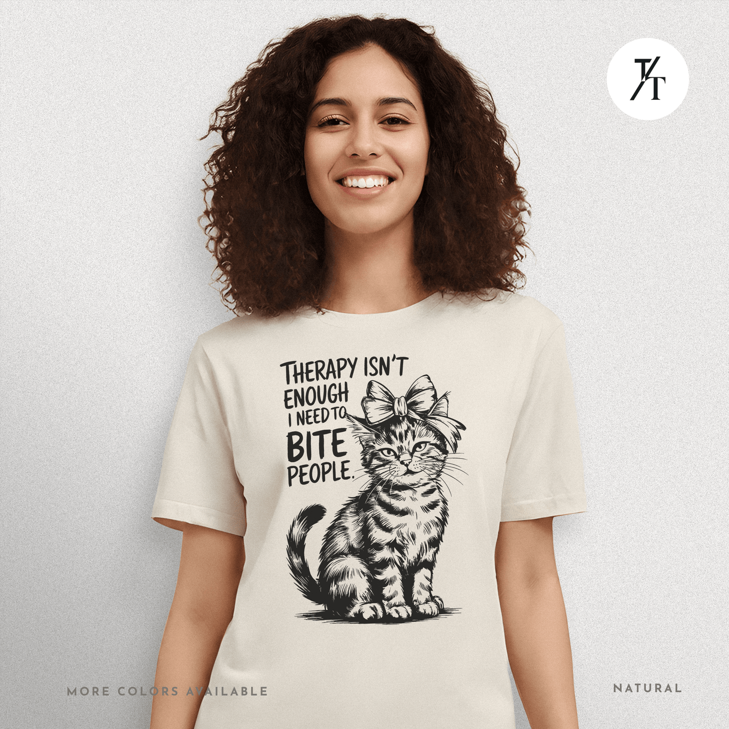 Therapy Cat Tee – I Go to Therapy but I Also Bite Shirt
