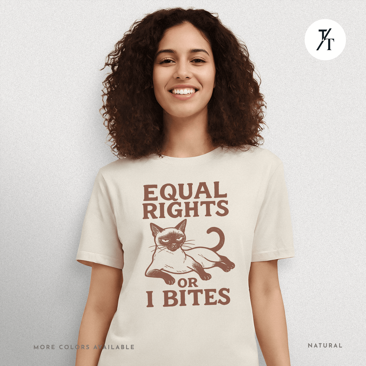 Funny Cat "Equal Rights or I Bites" Feminist Political T-Shirt