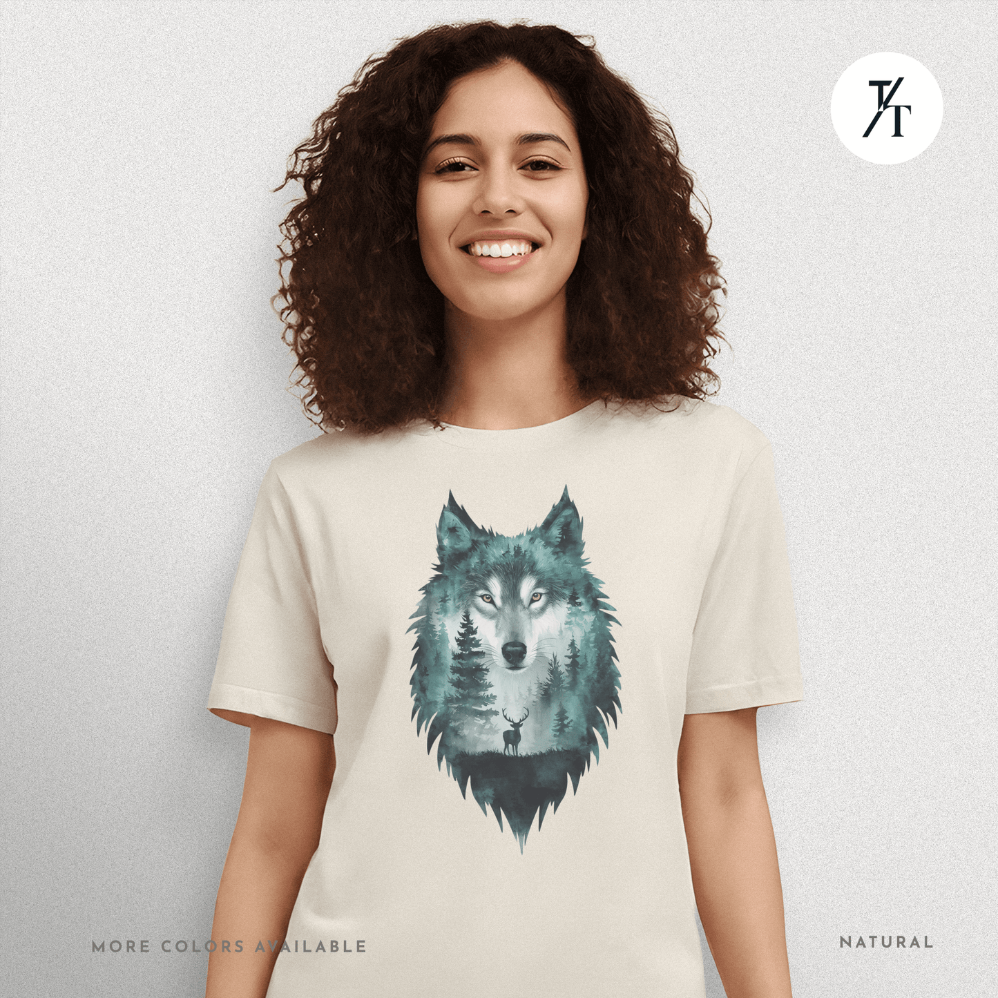 Alpha Forest Wolf Tee – Wildlife Double Exposure Graphic Shirt
