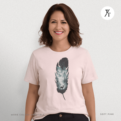 Nature, Feather, Deer Shirt, Nature Shirt, Outdoor - T-Shirt