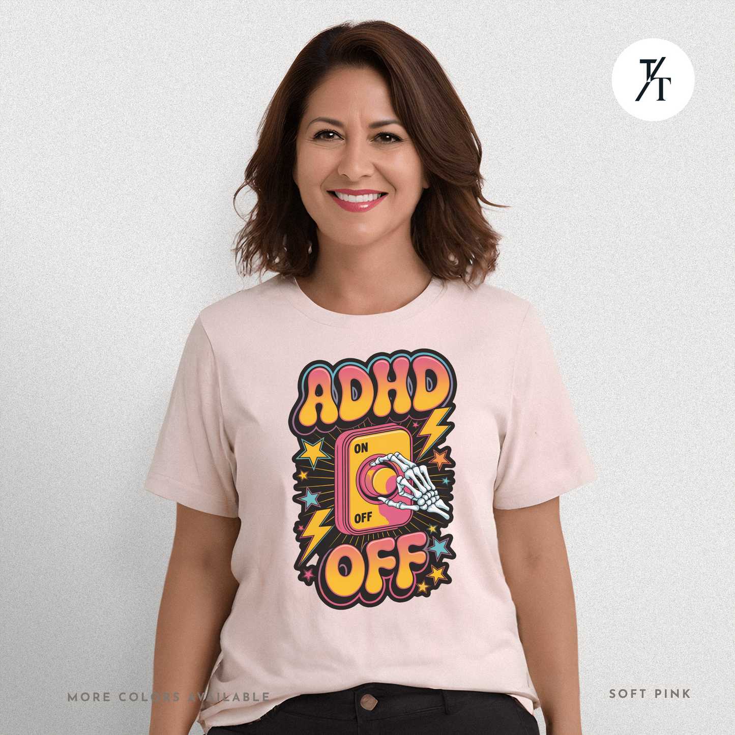 ADHD Off Shirt | Funny Skeleton Focus Switch Tee,  Humorous Skeleton Art t-shirt