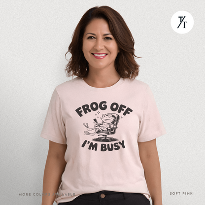 'Frog Off I'm Busy' Funny Frog Graphic Office Tee