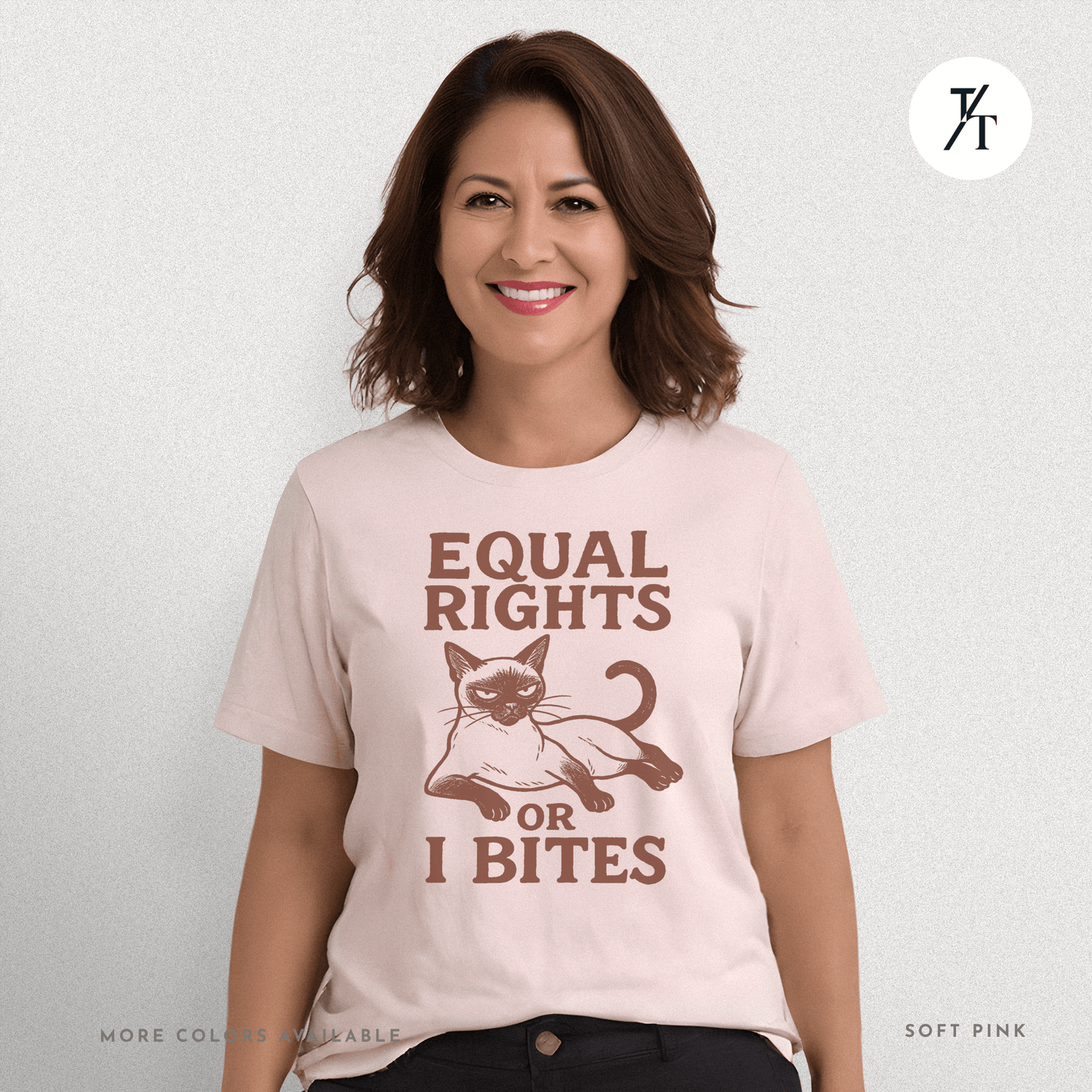 Funny Cat "Equal Rights or I Bites" Feminist Political T-Shirt