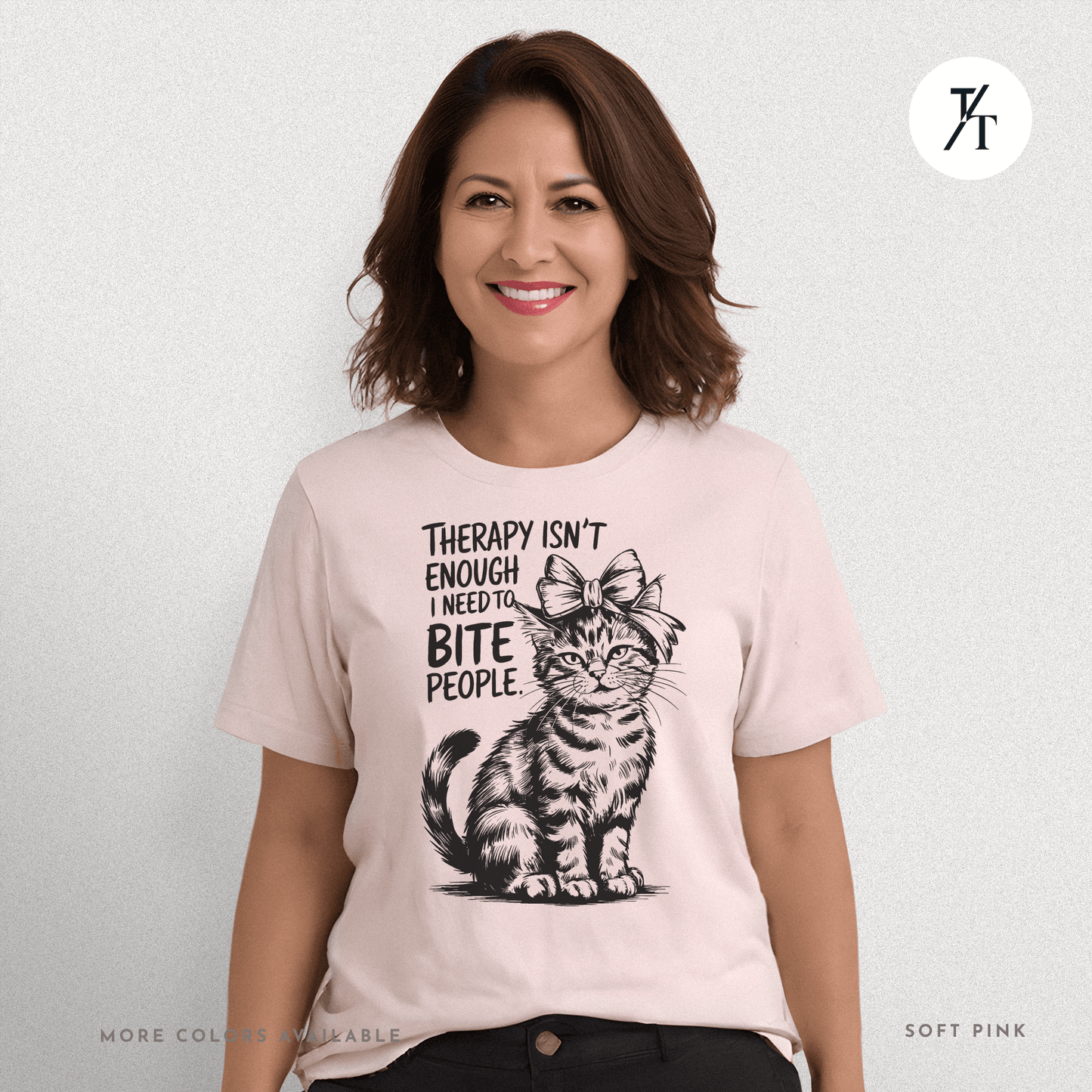 Therapy Cat Tee – I Go to Therapy but I Also Bite Shirt