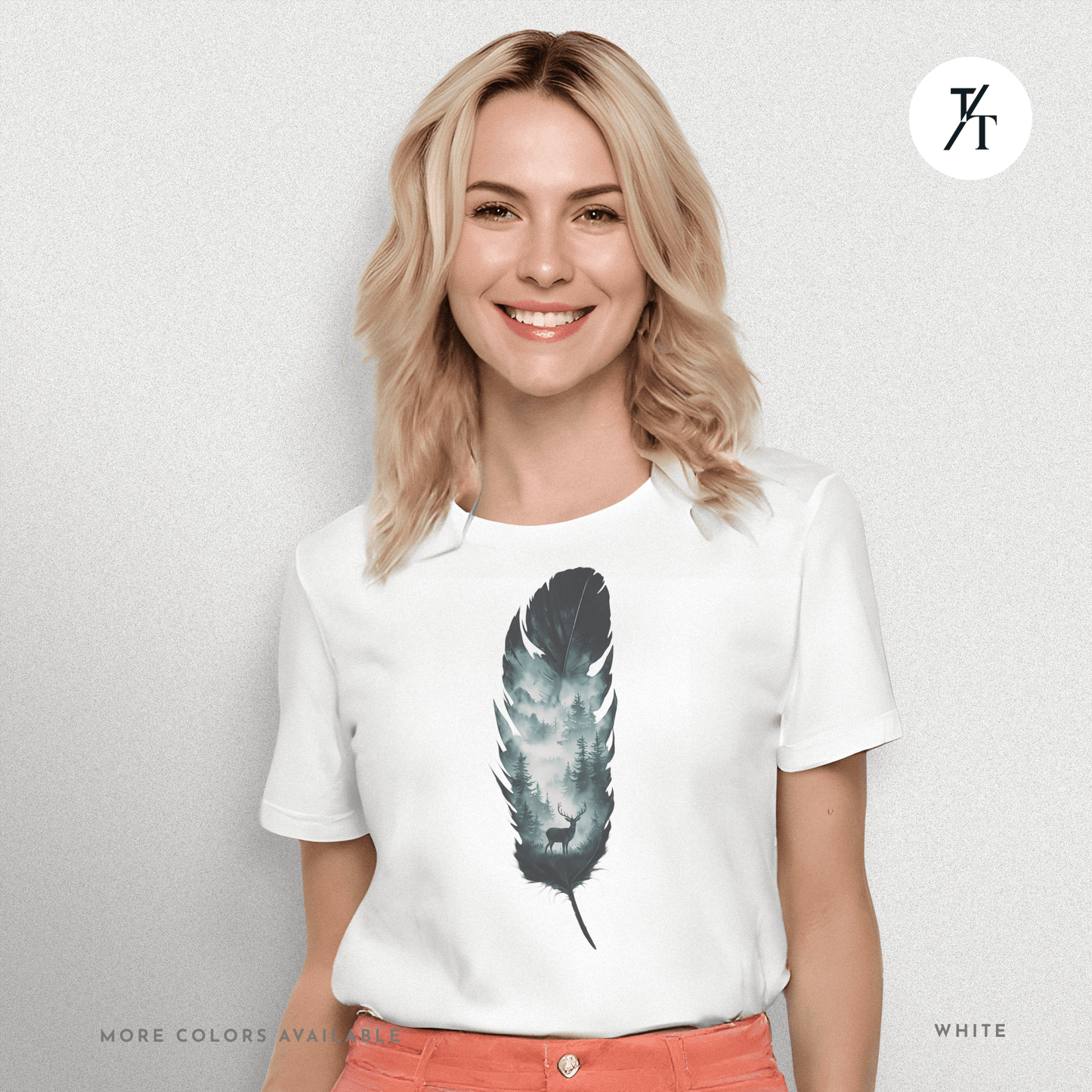 Nature, Feather, Deer Shirt, Nature Shirt, Outdoor - T-Shirt