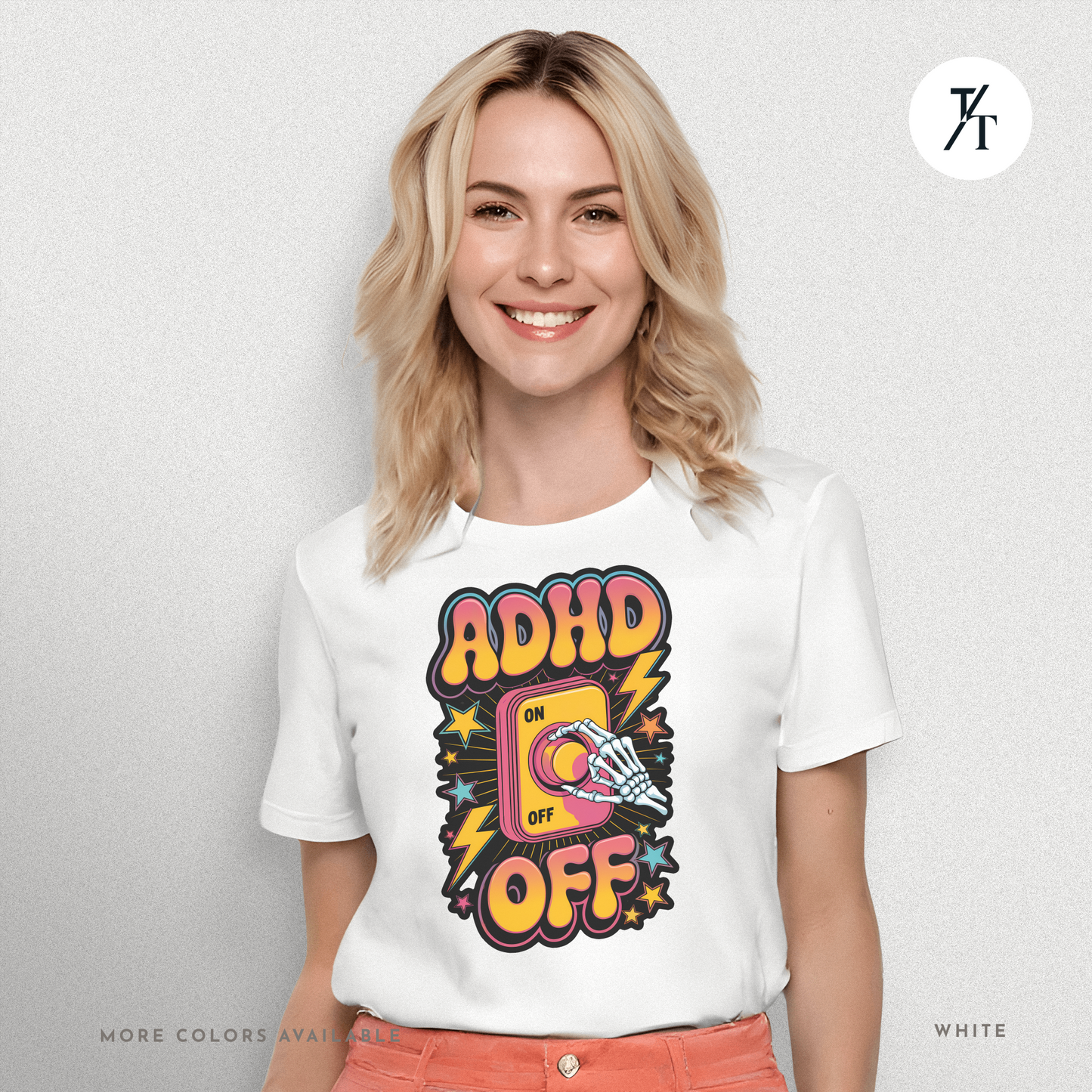 ADHD Off Shirt | Funny Skeleton Focus Switch Tee,  Humorous Skeleton Art t-shirt