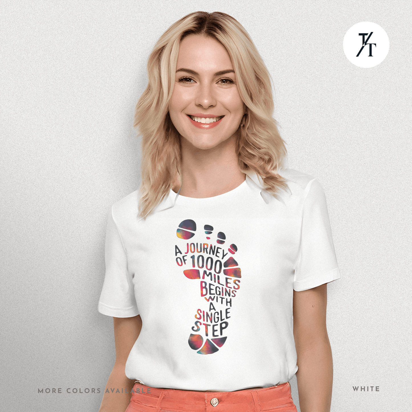 "A Journey of 1000 Miles Begins With a Single Step" Inspirational Graphic T-shirt
