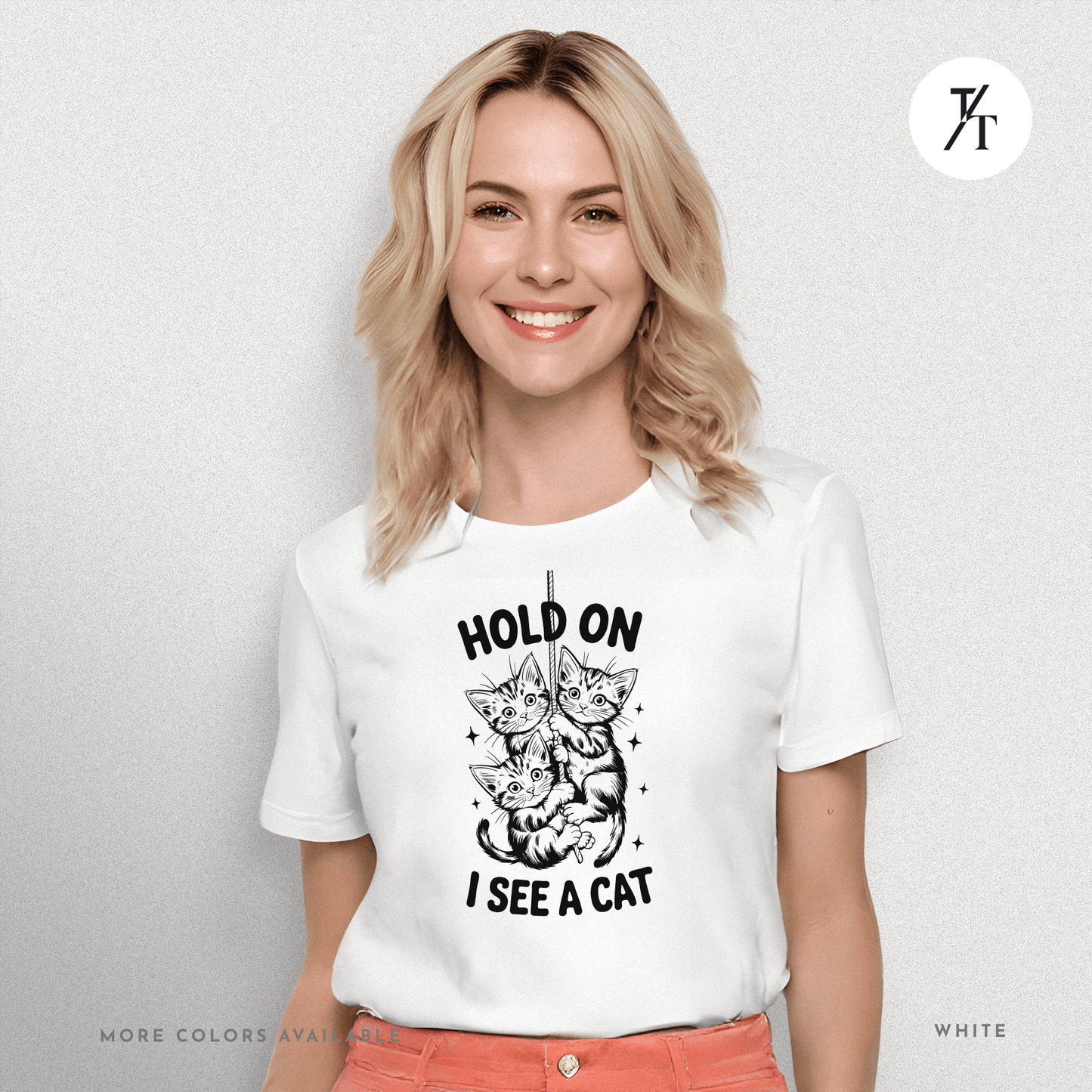 Hold On I See a Cat Tee – Funny Black Cat Spotting Shirt for Feline Fans