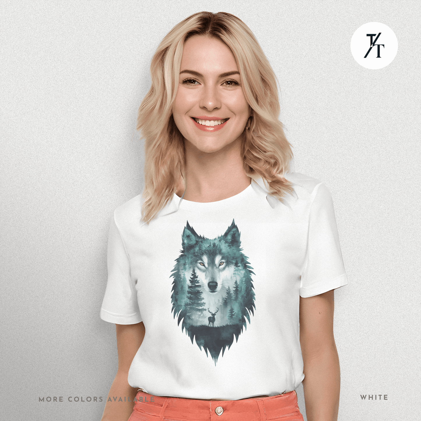 Alpha Forest Wolf Tee – Wildlife Double Exposure Graphic Shirt