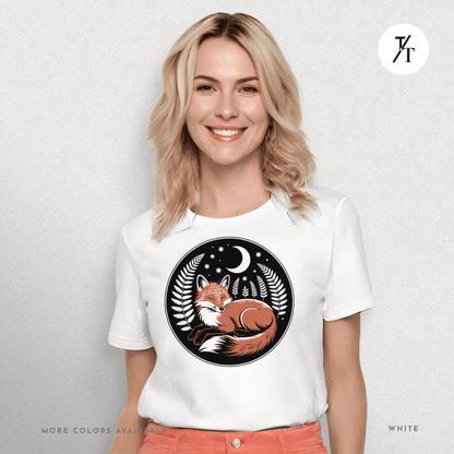 Sleepy Fox Tee – Cozy Woodland Animal Shirt with Nighttime Vibes
