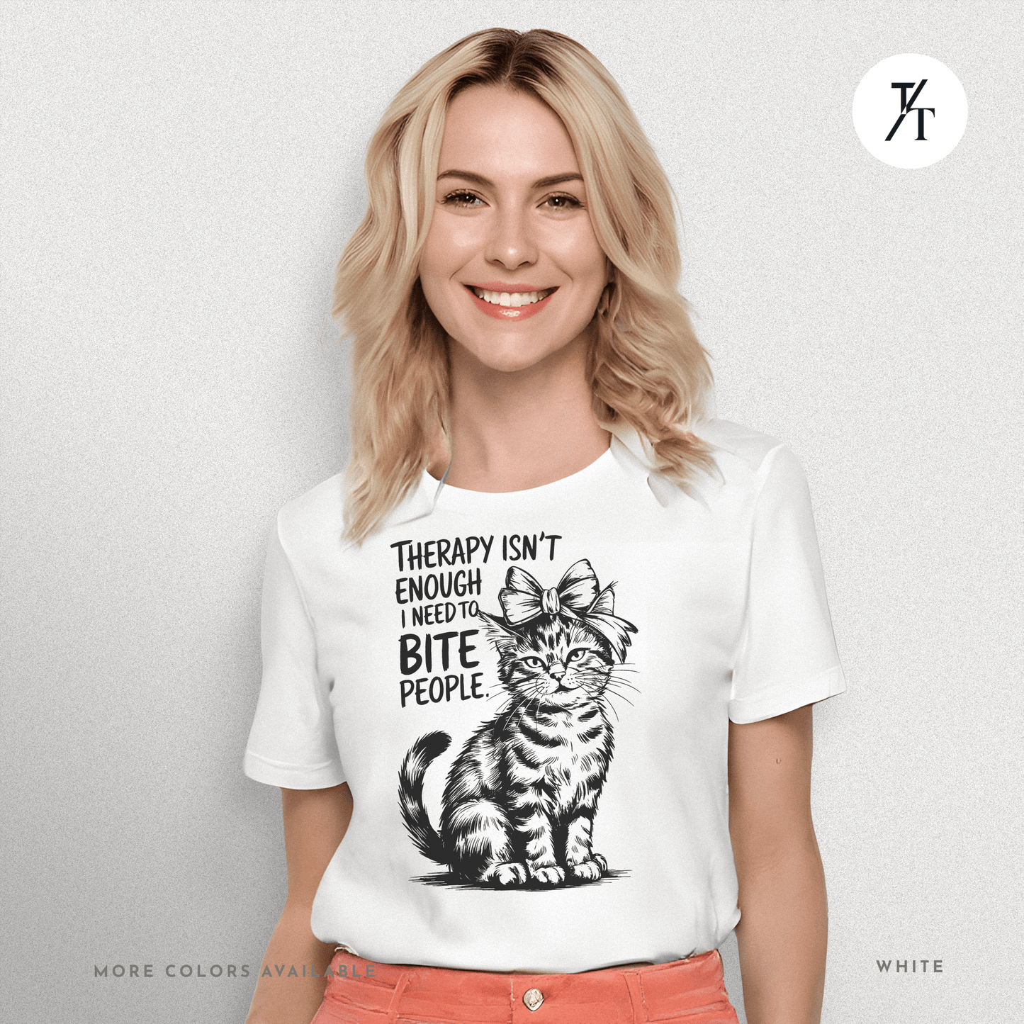 Therapy Cat Tee – I Go to Therapy but I Also Bite Shirt