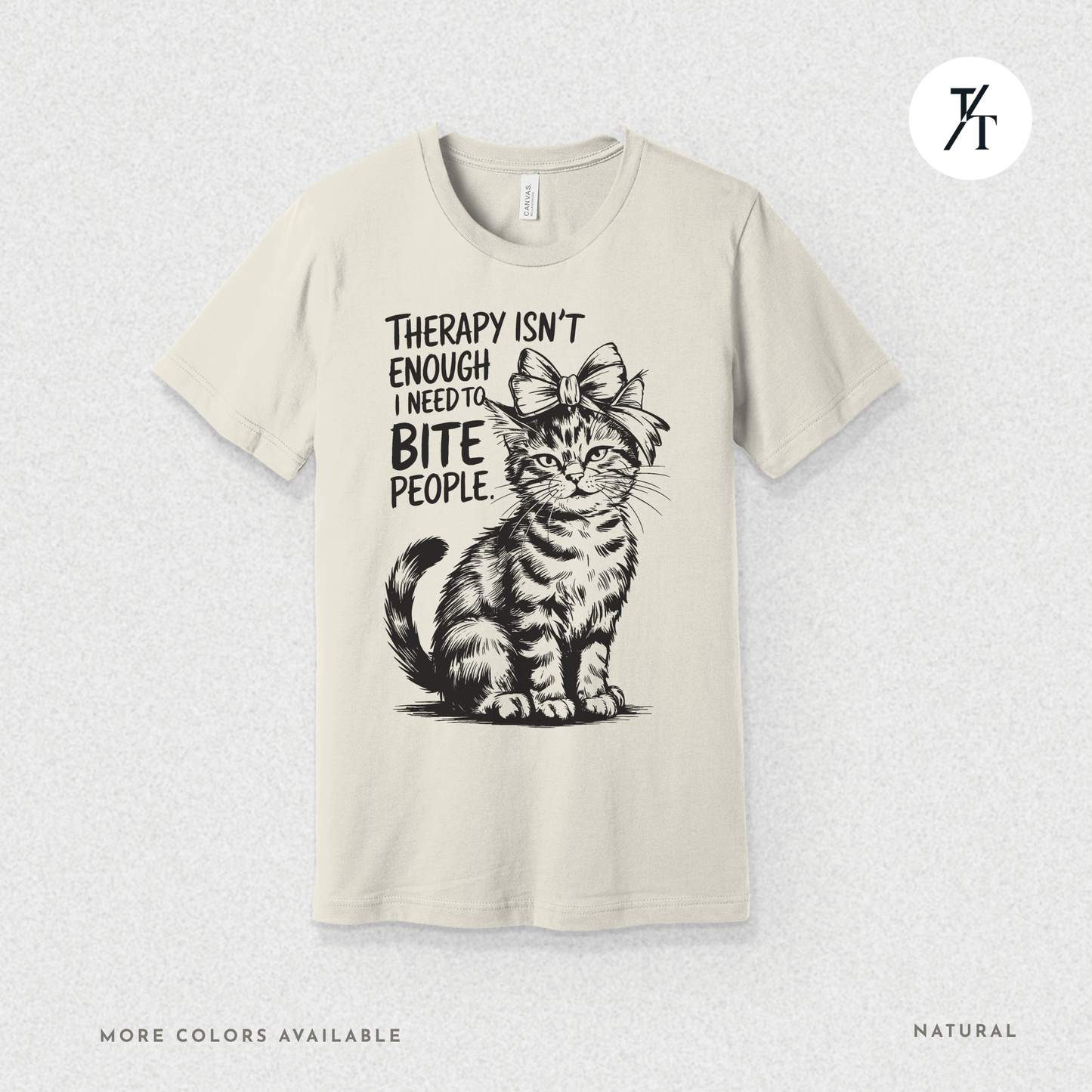Therapy Cat Tee – I Go to Therapy but I Also Bite Shirt