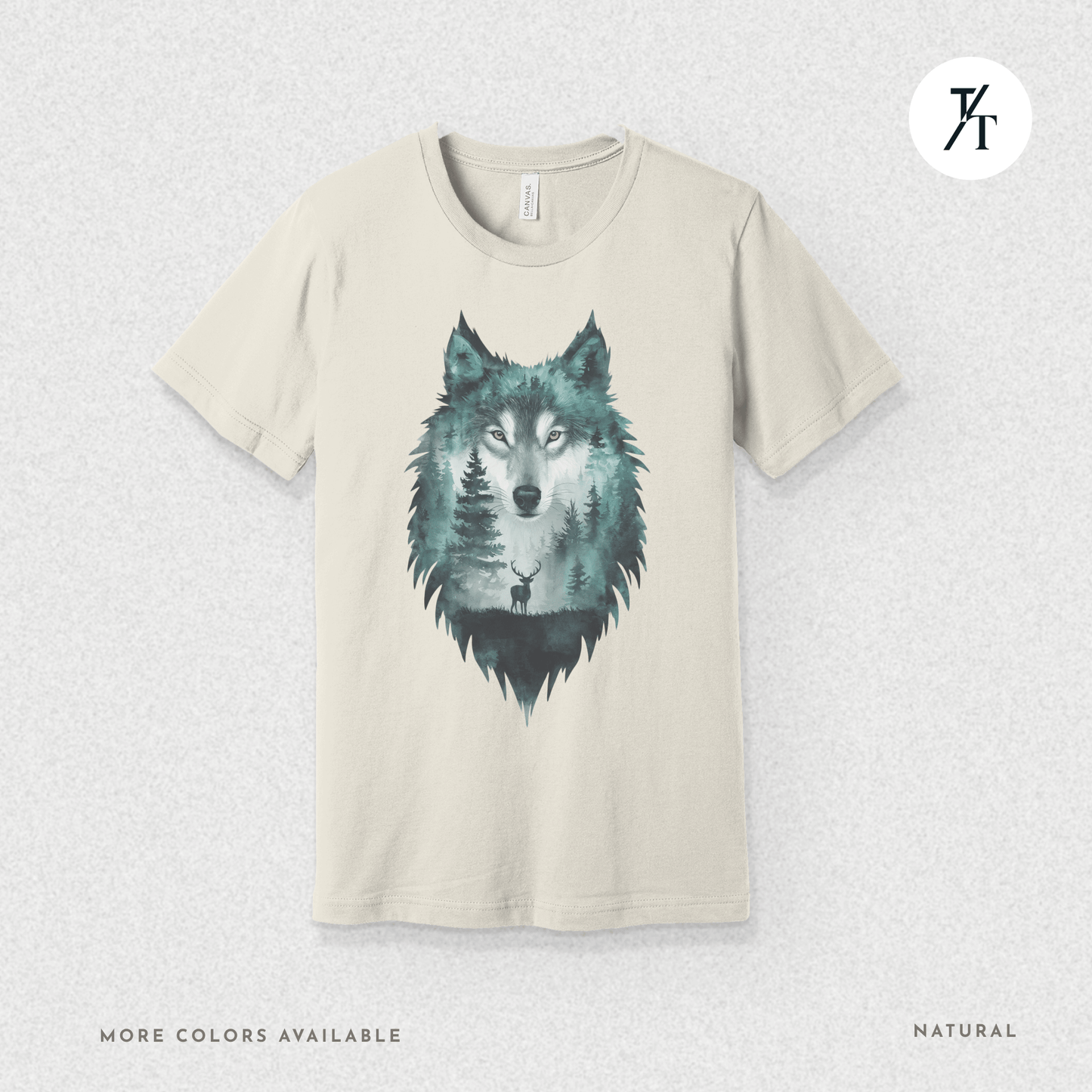 Alpha Forest Wolf Tee – Wildlife Double Exposure Graphic Shirt
